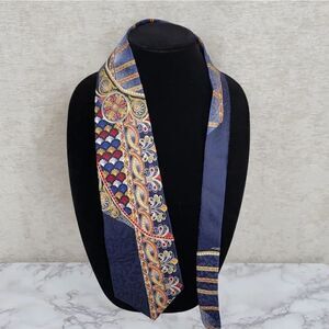 Carlos Tomasini Vintage Silk Navy Gold Red Pattern Necktie Men's Tie